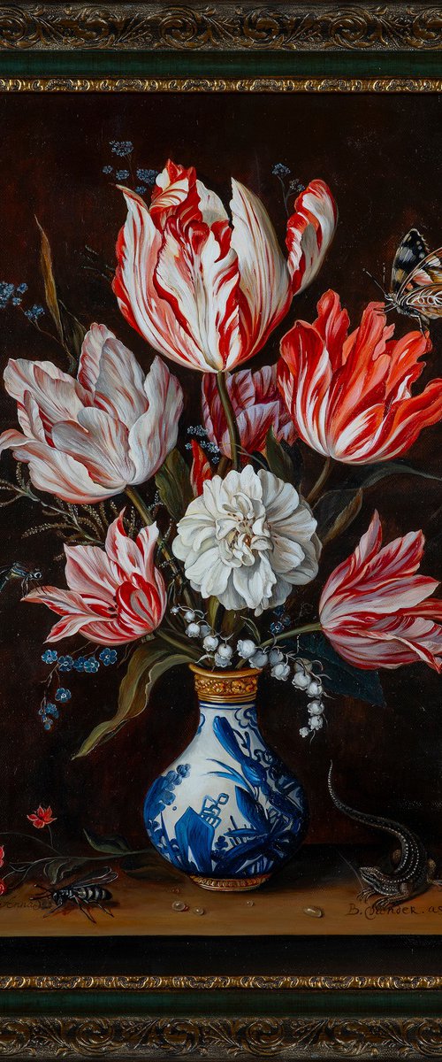 Still Life of Tulips in Vase by Anna Silabrama