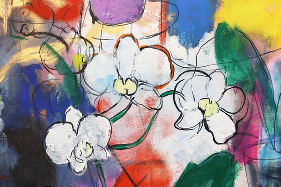 Sunflowers, Orchids and Fruits