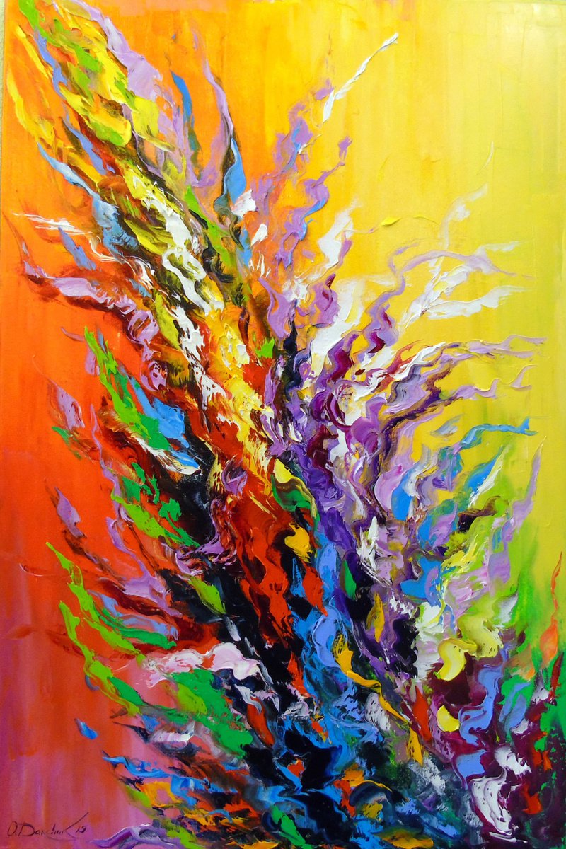 Abstract Oil Painting By Olha Darchuk, 24 X 35", Flower Of Life, Original Artwork