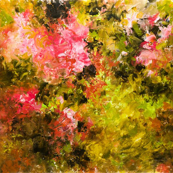 Flowers in the garden - Floral abstraction - Impasto oil painting