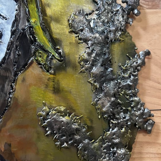 Wall sculpture tribute to Bernard Buffet