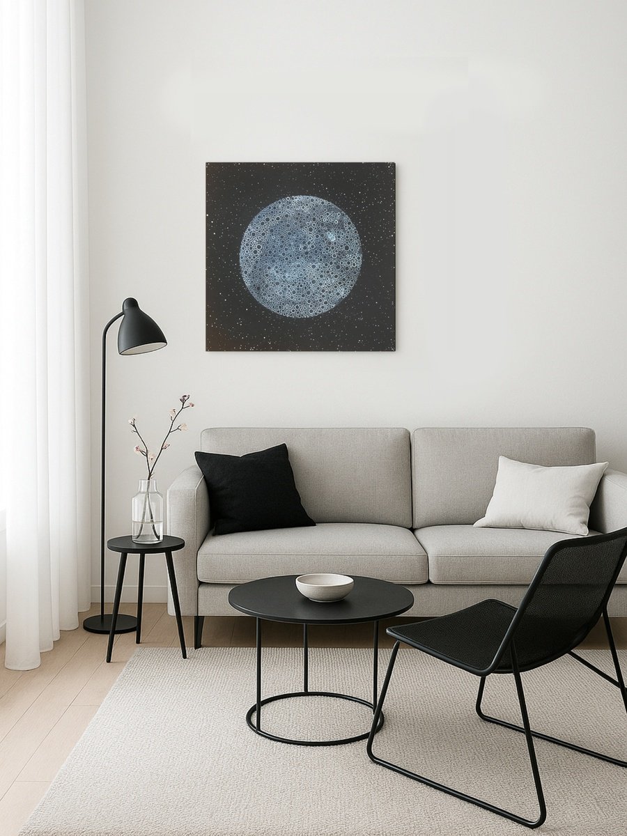 Abstract Landscape Acrylic Painting By Jennifer Bell, 24 X 24, New Moon, Original Artwork