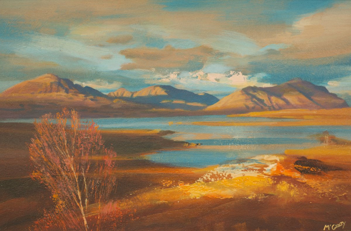 Expressive Landscape Acrylic Painting By Kevan Mcginty, 31 X 23", Autumn Mountains, Torridon, Original Artwork