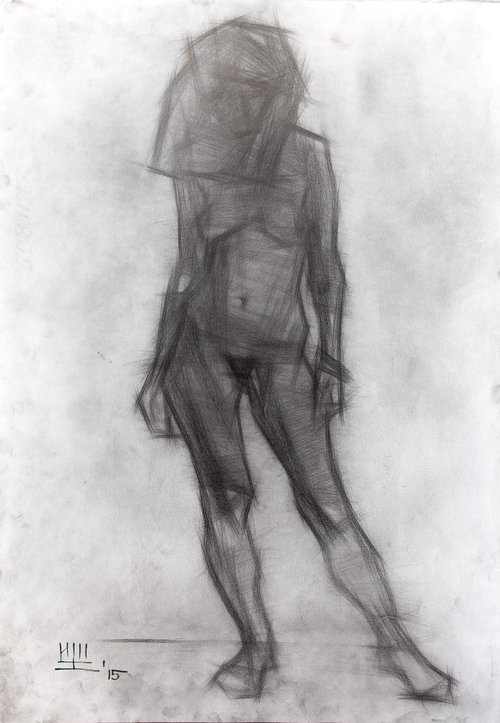 Standing nude figure. Graphics. 86x62cm. by Igor (Krapar) Shcherbakov