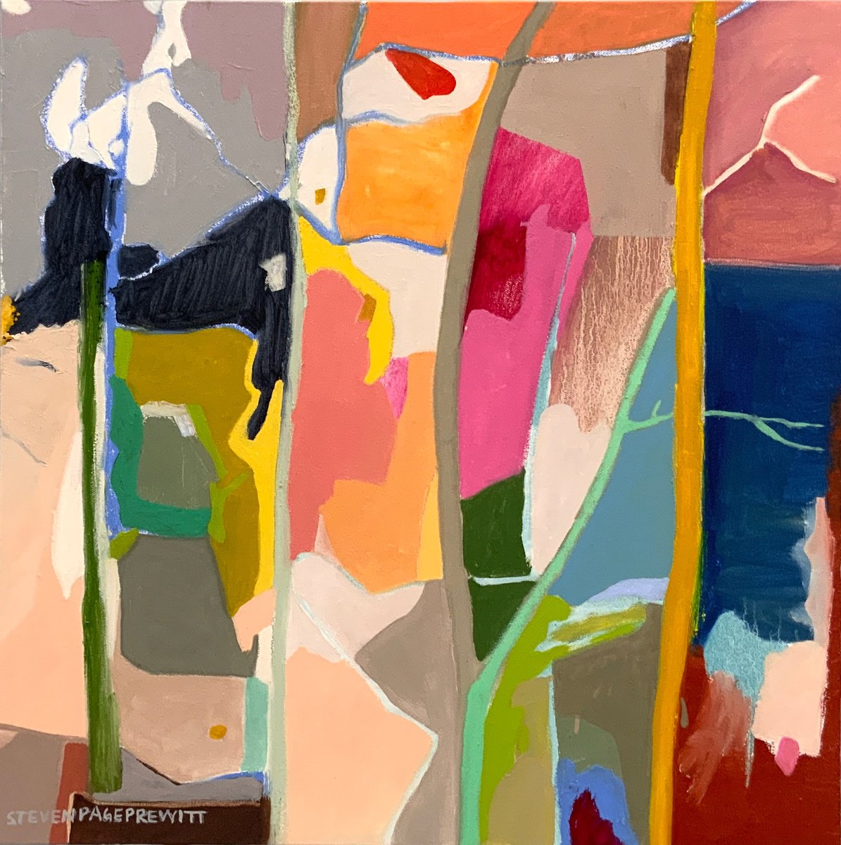 Impressionistic Abstract Oil Painting By Steven Page Prewitt, 24 X 24", The Weather We Waited For 69, Original Artwork