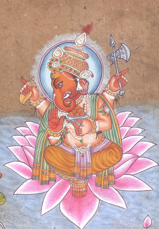 Lord Ganesha on Antique Jaipur Stamp