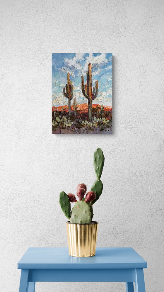 Saguaros at Sunset