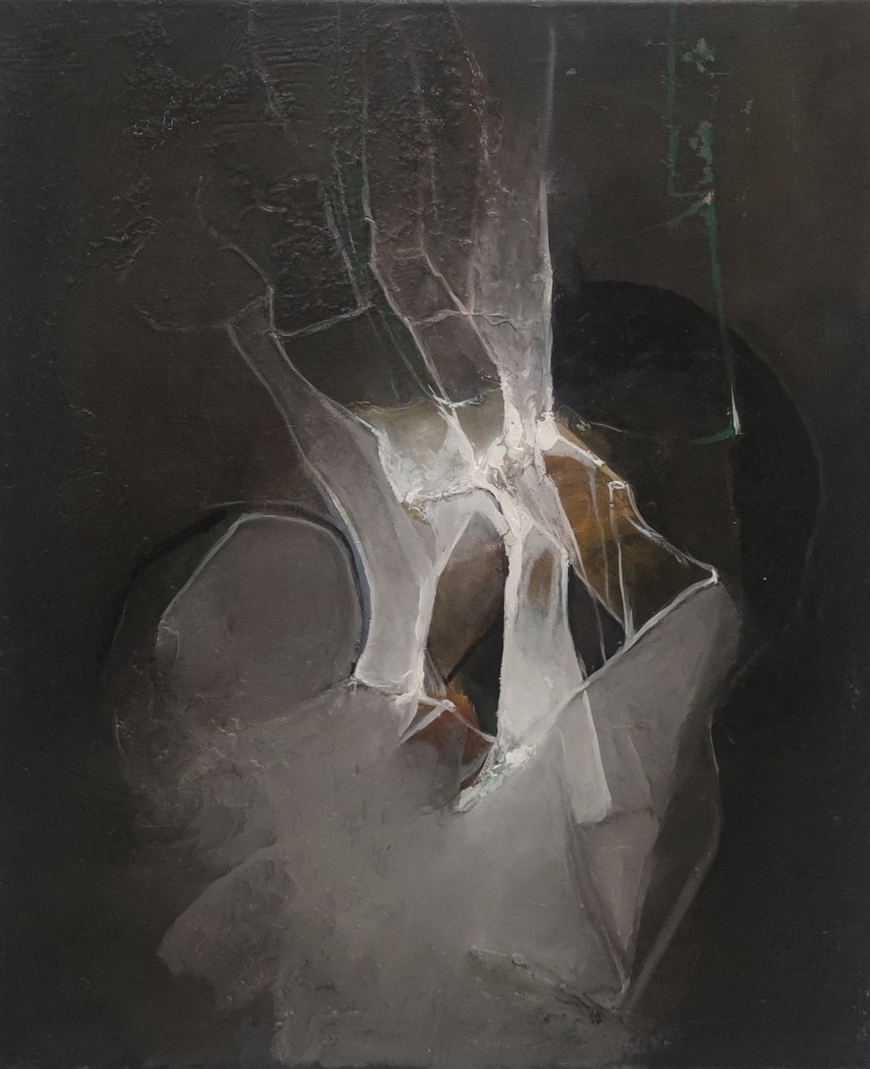 Abstract Portrait Oil Painting By Mladen Ilic, 19 X 24", Synthesis, Original Artwork