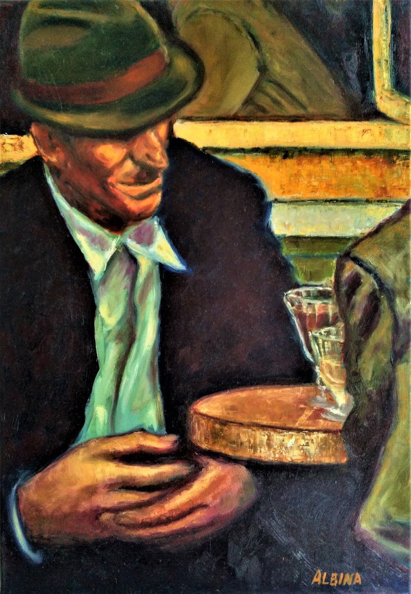 Impressionistic Portrait Oil Painting By Albina Urbanek, 15 X 22, Between Friends, Original Artwork