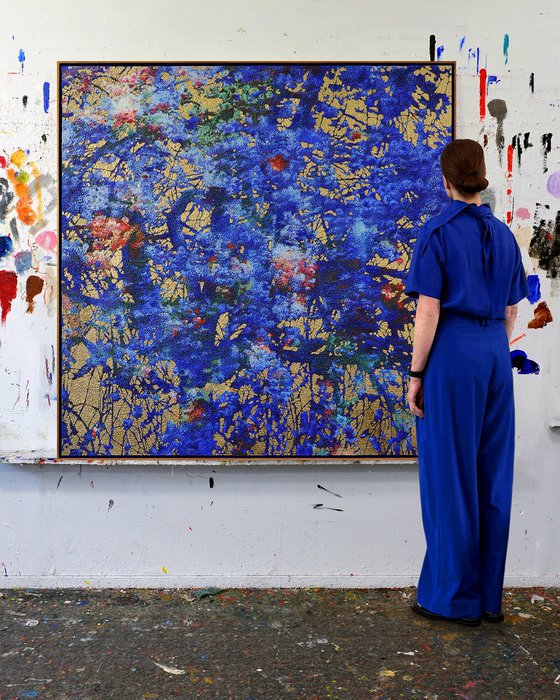 Cobalt & Gold cherry blossom