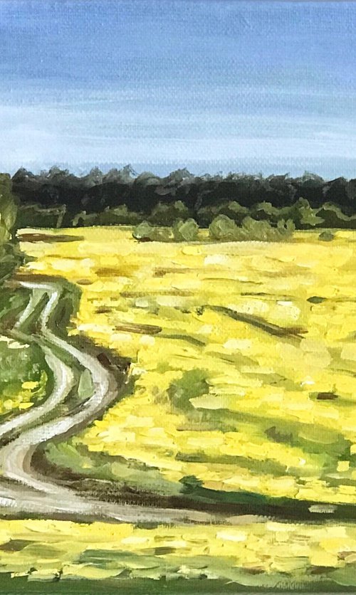 Original oil landscape on canvas 18x26cm by Leysan Khasanova