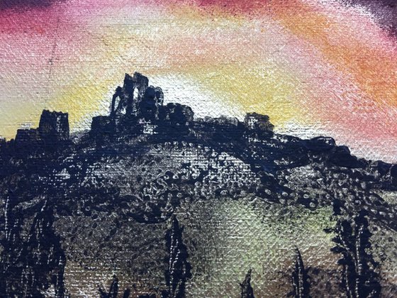 Corfe Castle on Gold leaf