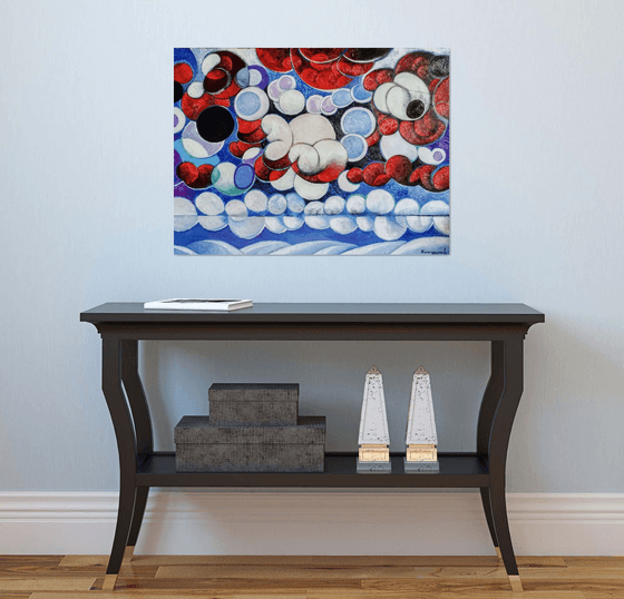 Winter evening-2 (60x80cm, cubism, oil painting, ready to hang)