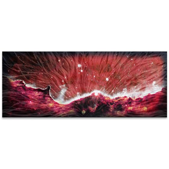 Celestial Landscape Red 60 by Helena Martin - Original Abstract Art on Ground and Colored Metal