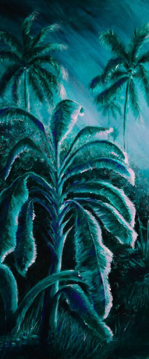 Rain Forest -  EXTRA LARGE  Tropical Impressionistic Home decor Painting by Danijela Dan