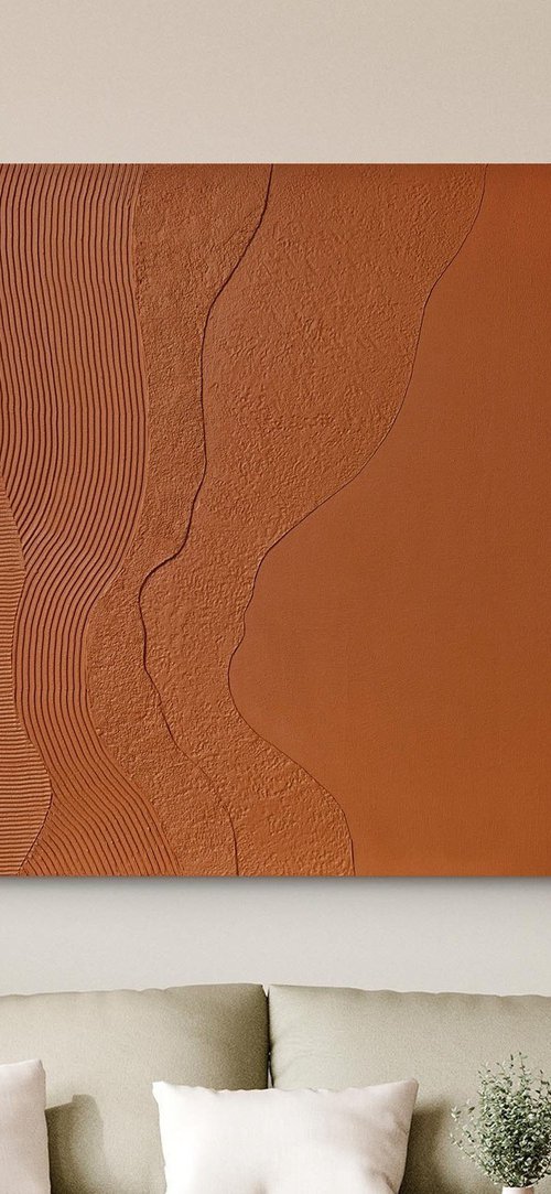 "Nulla 2" Terracotta textured abstract art by Marine Boiko