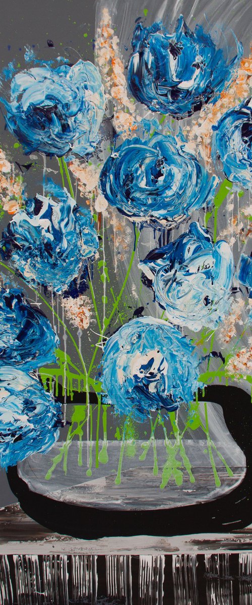 Blue Flowers - Floral 4 by Annette Spinks