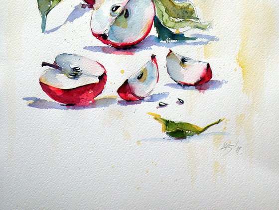 Apples on table