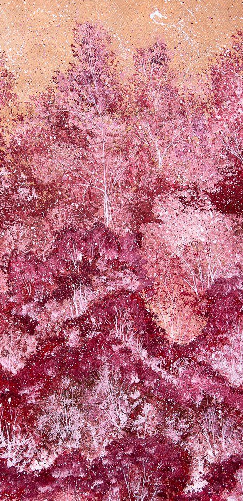Pink and burgundy blooming landscape by Rimma Savina