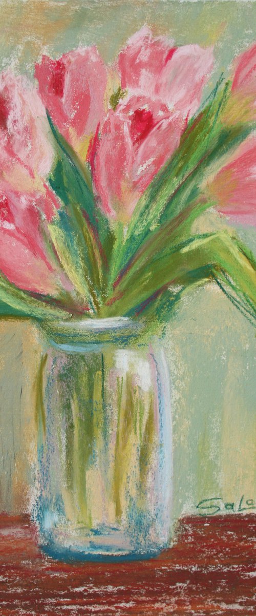 Pink Tulips... /  ORIGINAL PAINTING by Salana Art