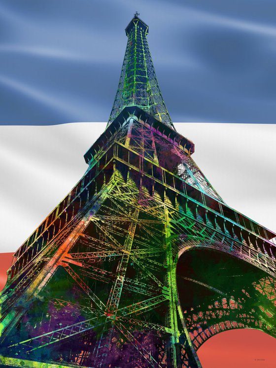 Eiffel Tower with French Flag