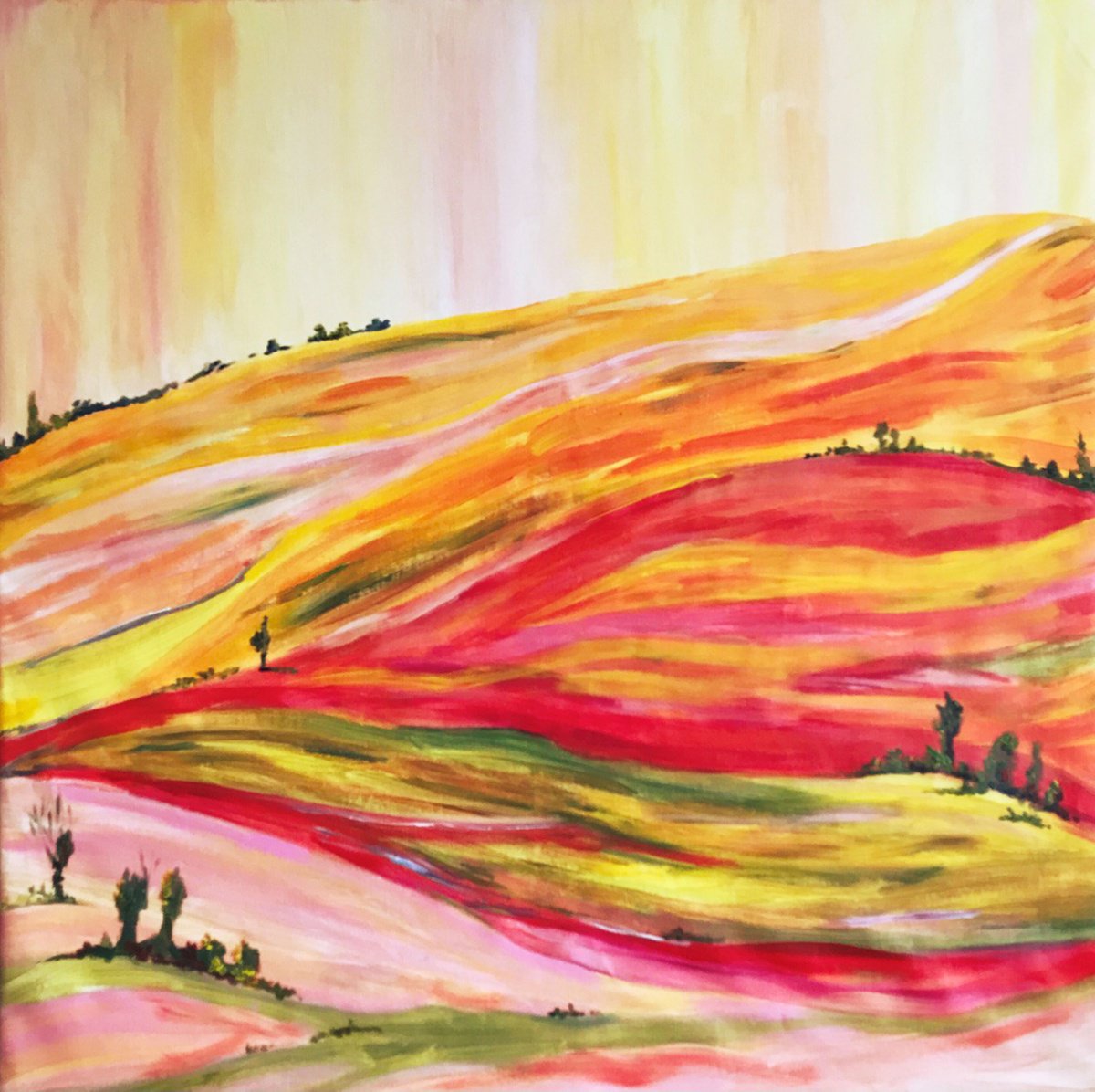 Abstract Acrylic Painting By Tetiana Pchelnykova, 35 X 35", Summer Expanses, Silence, Original Artwork