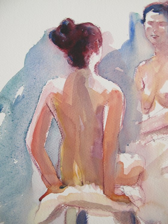 seated female nude 2 poses