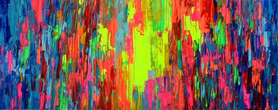 Gypsy Girl Dancing in the Night IX - 150x60x2 cm - Big Painting XXXL - Large Abstract, Supersized Painting - Ready to Hang, Hotel Wall Decor