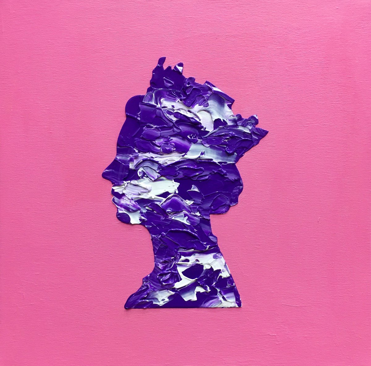 Queen #70 on pink , marble pattern PAINTING INSPIRED BY QUEEN ELIZABETH PORTRAIT by Olga Koval