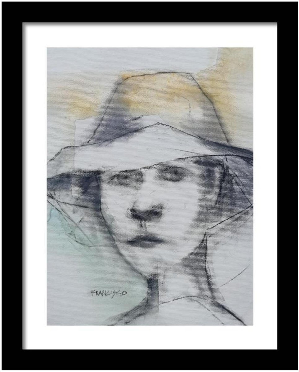 Expressive Charcoal Drawing , Beautiful Lady By Francisco Santos, 11 X 14, Artwork For Sale On Artfinder