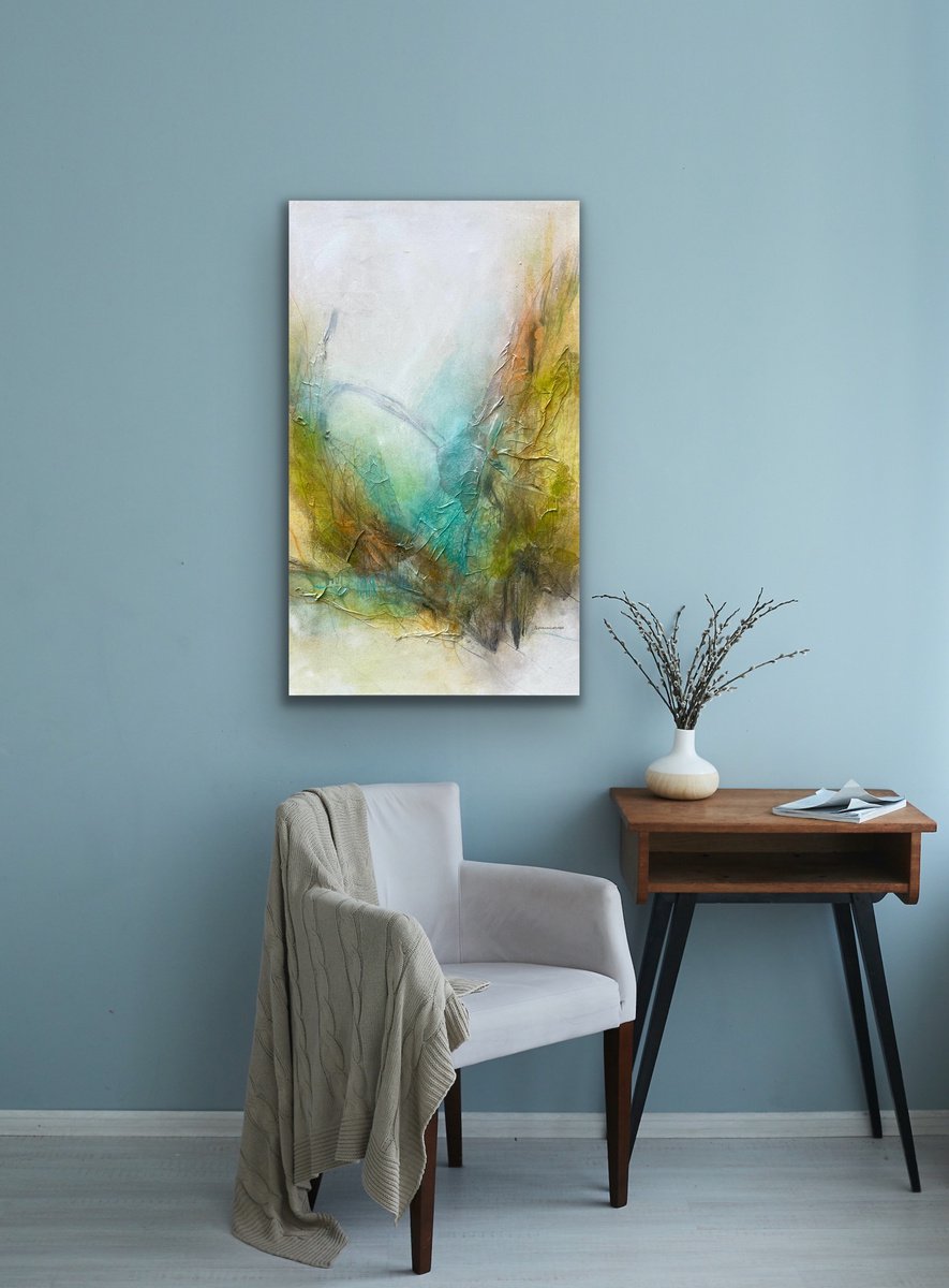 Abstract Acrylic Painting By Kirsten Schankweiler, 24 X 39", Constant Change #4, Original Artwork