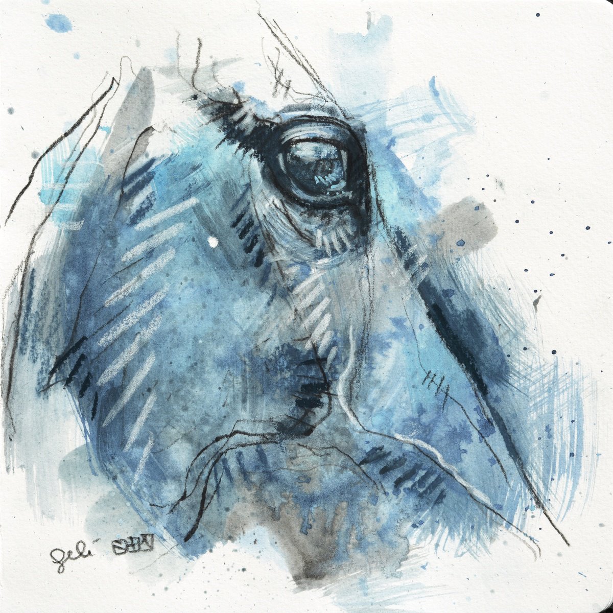 Expressive Animal Painting By Benedicte Gele, 8 X 8, Look 10, Original Artwork