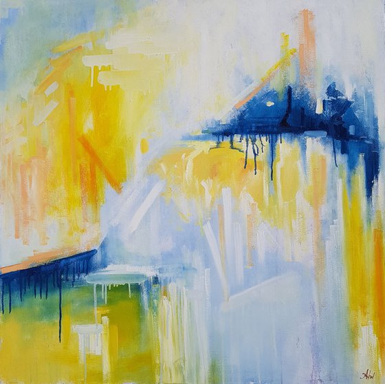 Abstract landscape Code: I love you, 80×80 cm, original, Free shipping