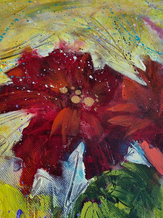 "A Kaleidoscope of Blossoms" from "Colours of Summer" collection, XXL abstract flower painting