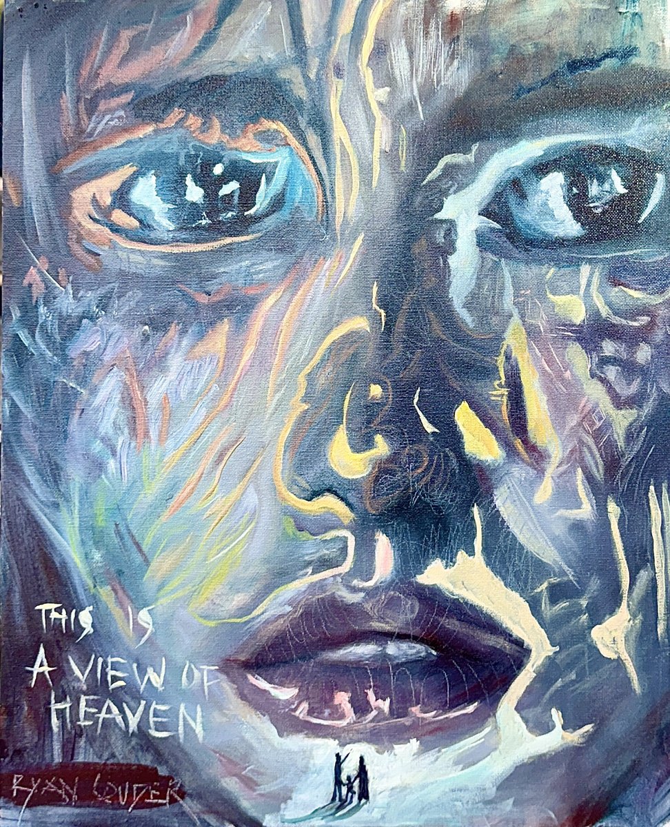Surrealistic Abstract Oil Painting By Ryan Louder, 16 X 20", This Is A View Of Heaven, Original Artwork