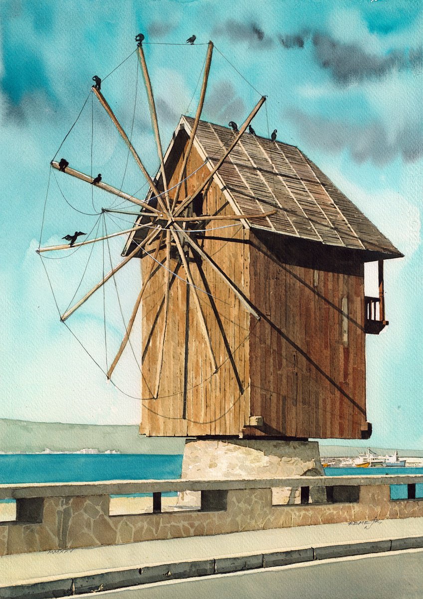 Impressionistic Cityscapes Watercolour By Reme Jr., 14 X 19", Mesembria