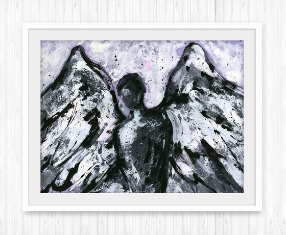 Angel 100 - Large Abstract Mixed Media Spiriual Painting  by Kathy Morton Stanion