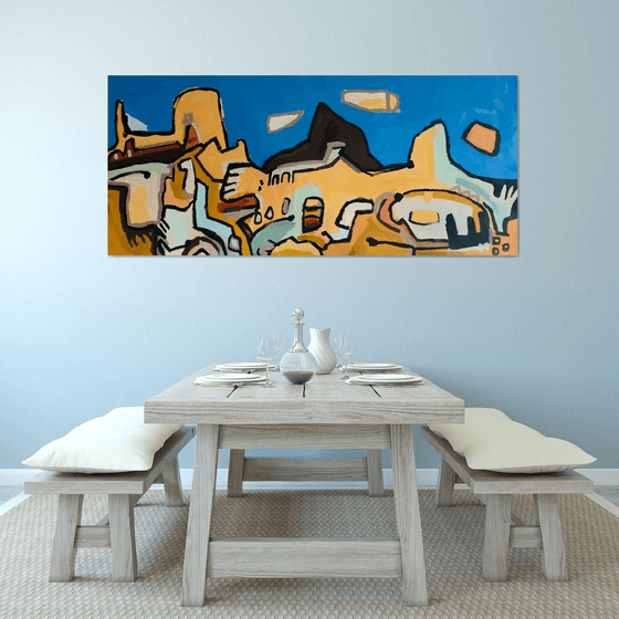 Landscape painting. View of the hills