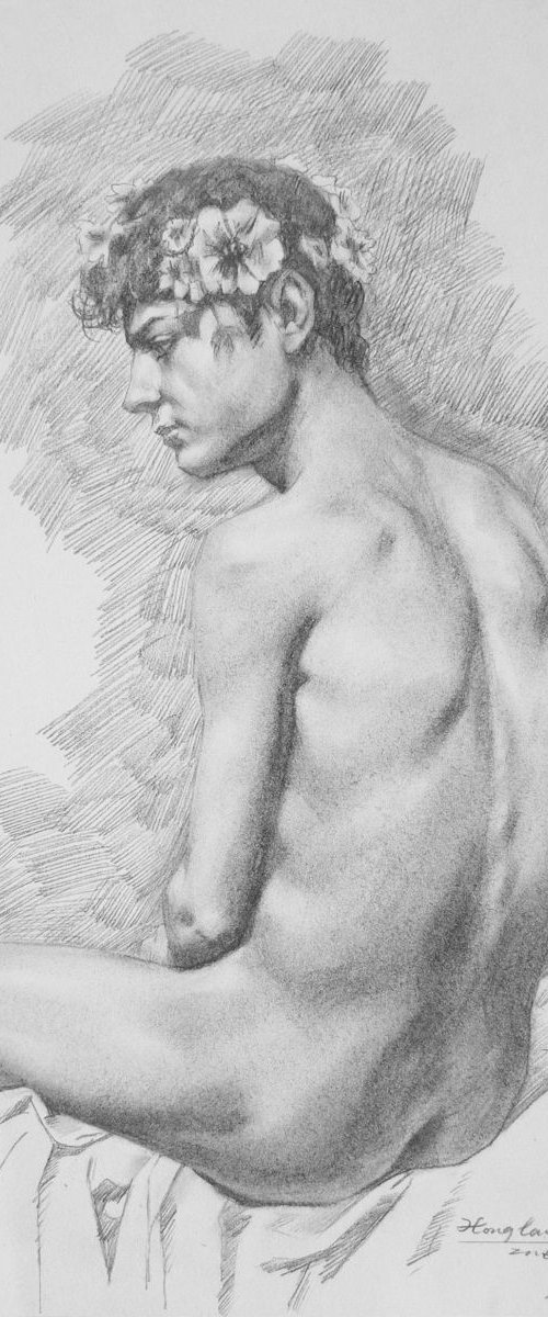 Drawing pencil male nude #16-5-17 by Hongtao Huang