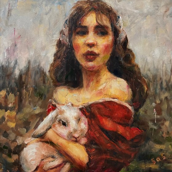 Girl with rabbit