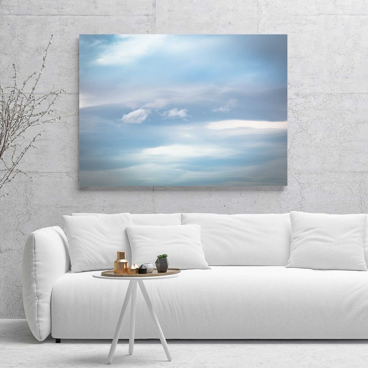Any Other Day - abstract cloud canvas in blue and white by Lynne Douglas