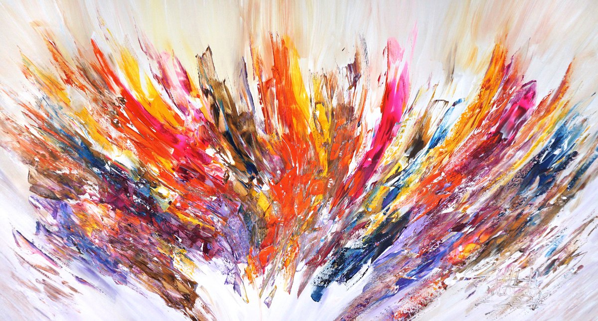 Abstract Acrylic Painting By Peter Nottrott, 61 X 33", What A Summer Day C 1, Original Artwork