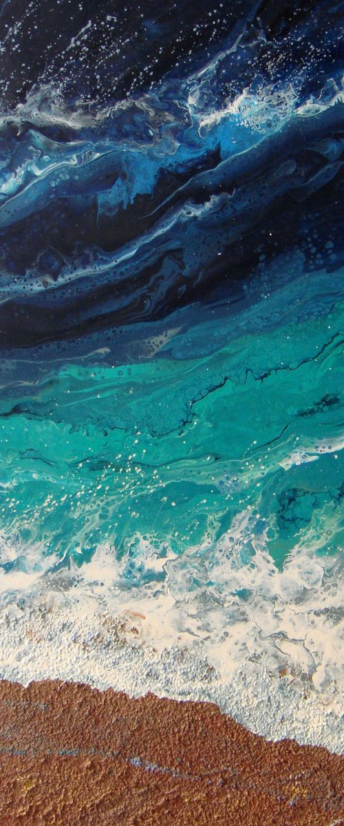 35.4" Seascape "Turquoise Waves" 70 x 90 cm by Irini Karpikioti