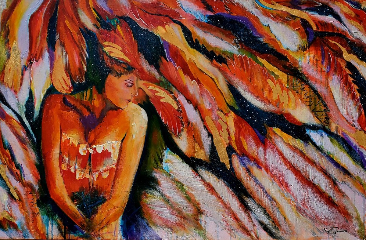 Impressionistic Portrait Oil Painting By Niyati Jiwani, 36 X 24", Enchanted, Original Artwork