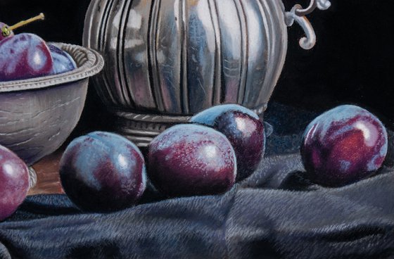 Still Life with Plums and Silver Jug