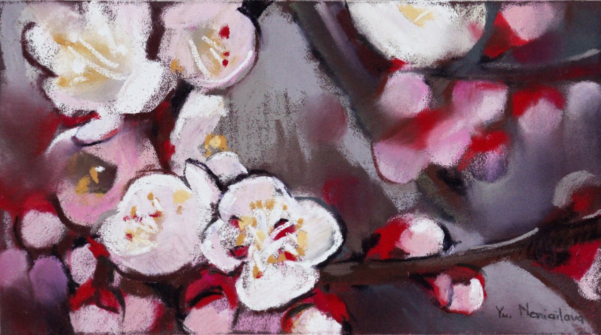 Apple tree - Blossom - Spring time - Original painting by Yuliia Meniailova