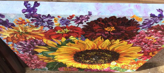 Giant Sunflower with Dahlias & Zinnias