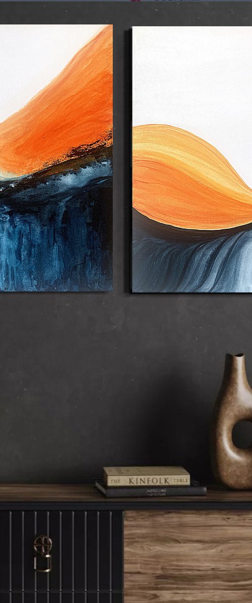 Amber Flowlines – Blue Orange Landscape by Tatiana Malinovscaia
