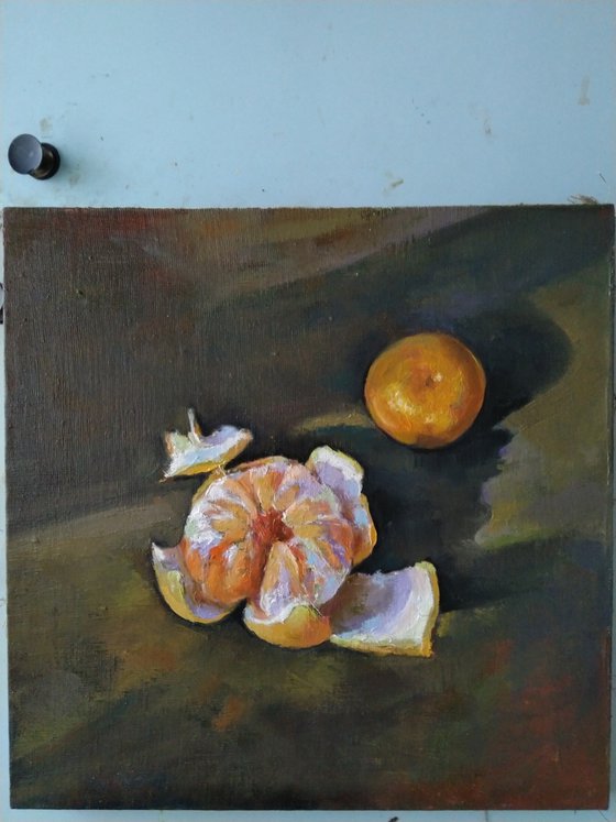 Still life - Mandarin(40x40cm, oil painting, ready to hang)