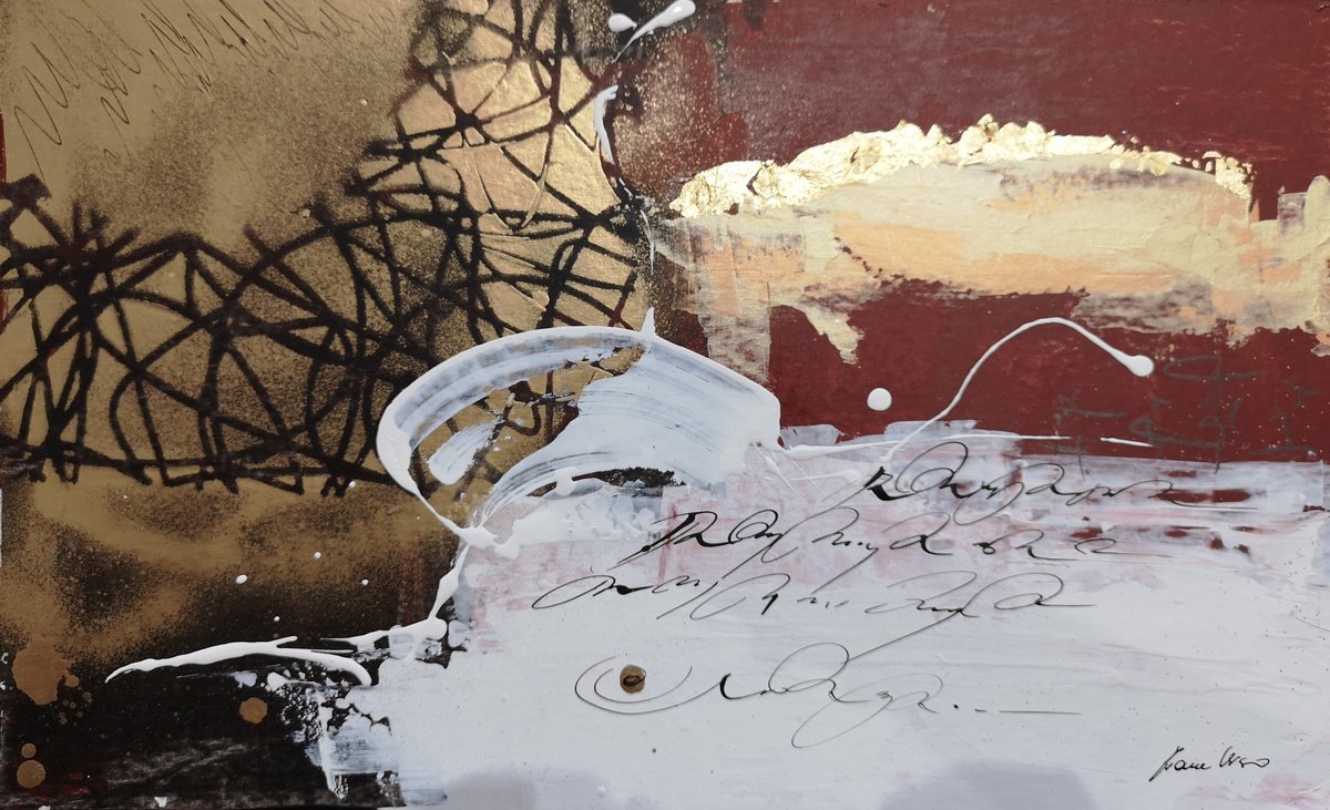 Abstract Painting By Ivana Urso, 17 X 10, Deep Signs, Original Artwork